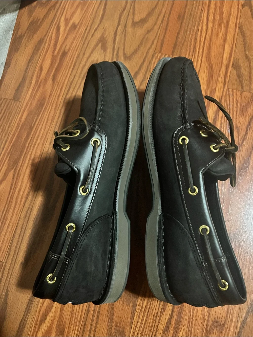 Rockport Black Leather and Nubuck Boat Shoes Size 10